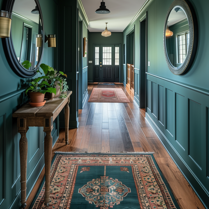 beau green painted hallway