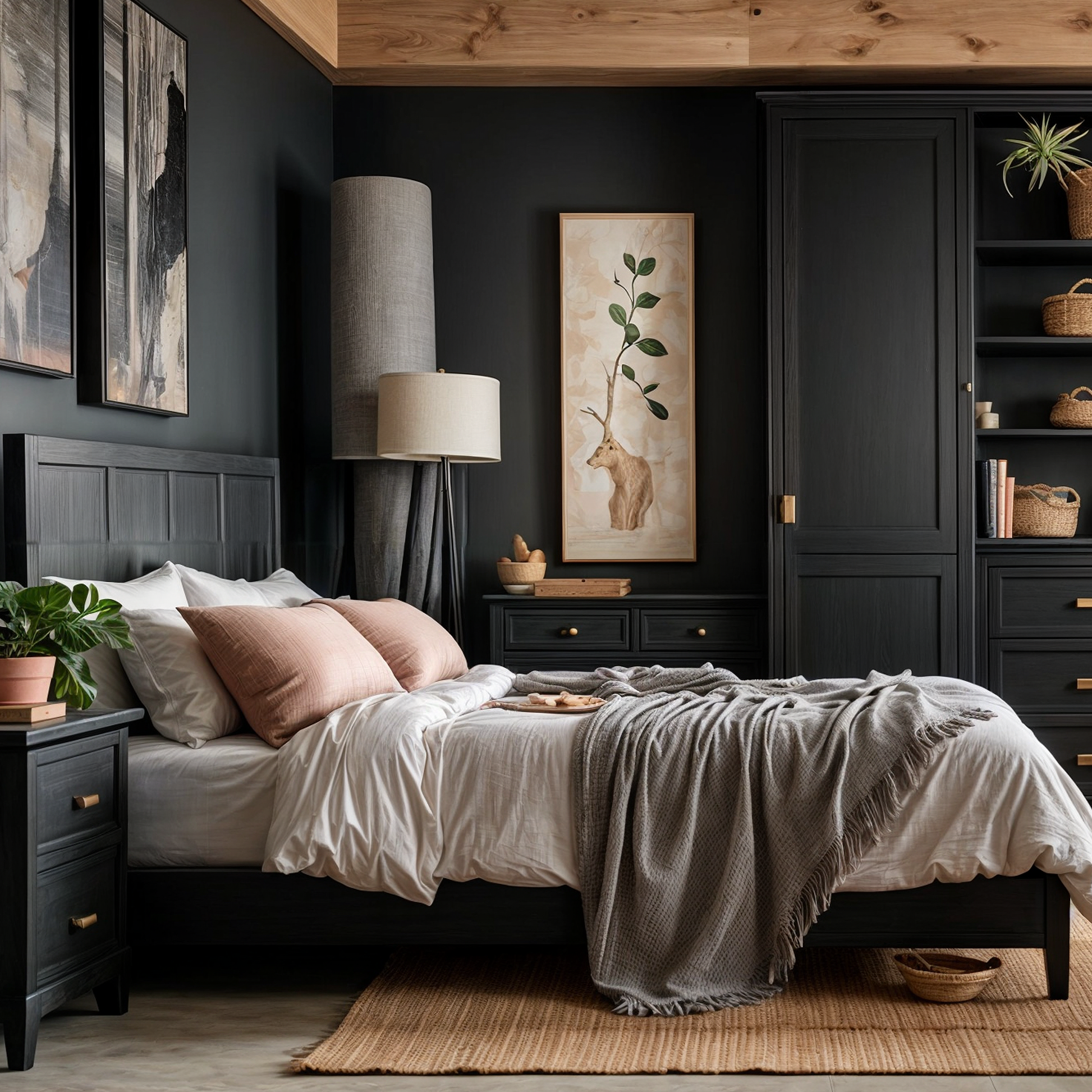 black ink painted bathroom