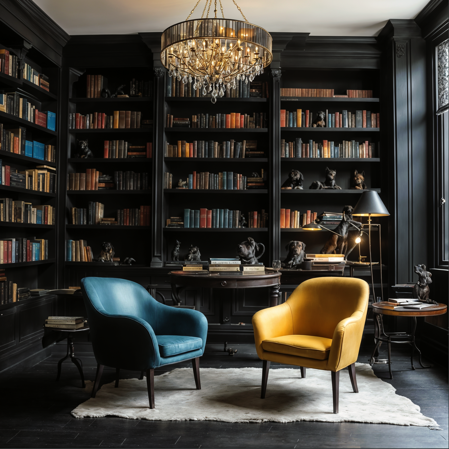 black satin painted library