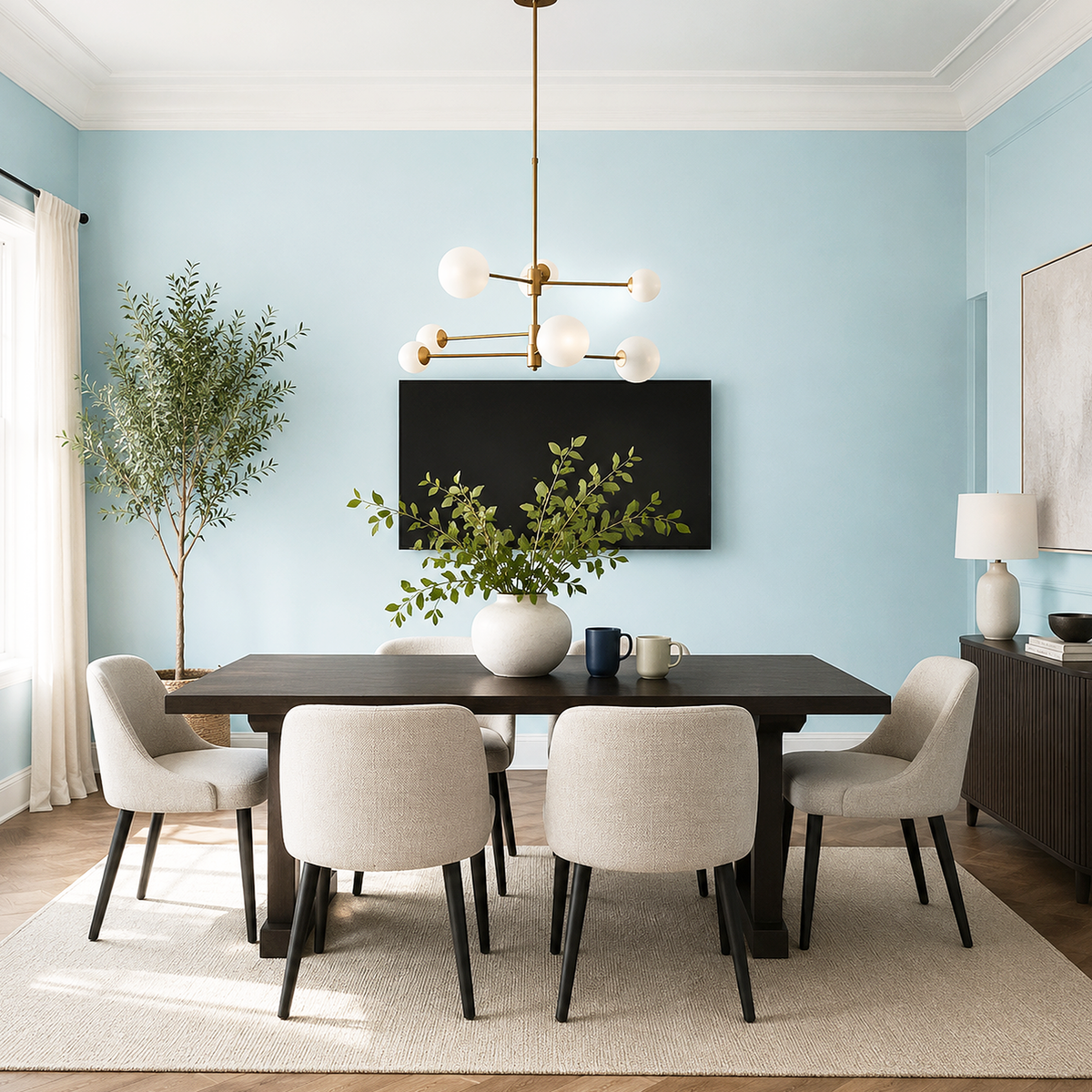 blue allure painted dining room
