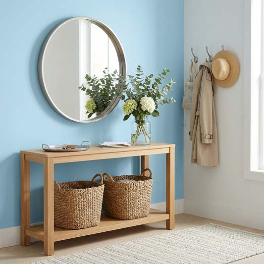 blue hydrangea painted entryway