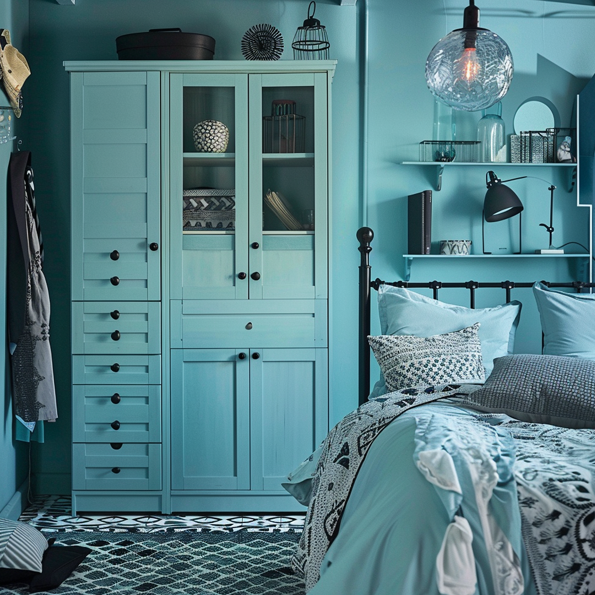 blue lake painted bedroom
