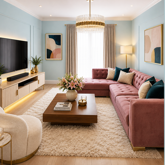 blue porcelain painted living room