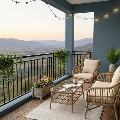 blue spruce painted balcony