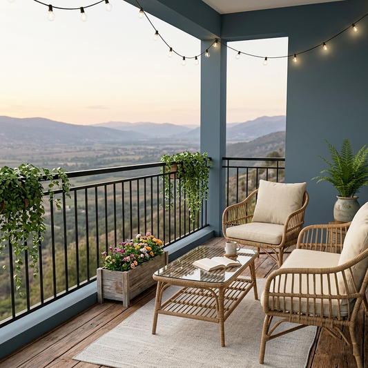 blue spruce painted balcony