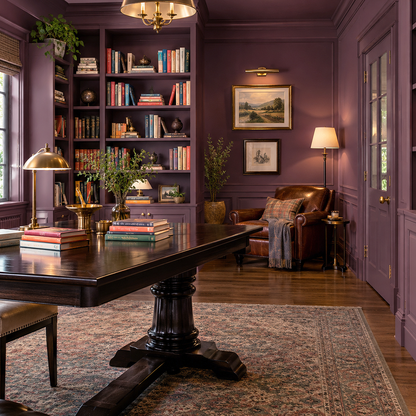 bordeaux red painted library