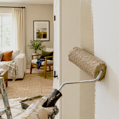brick house tan paint brush