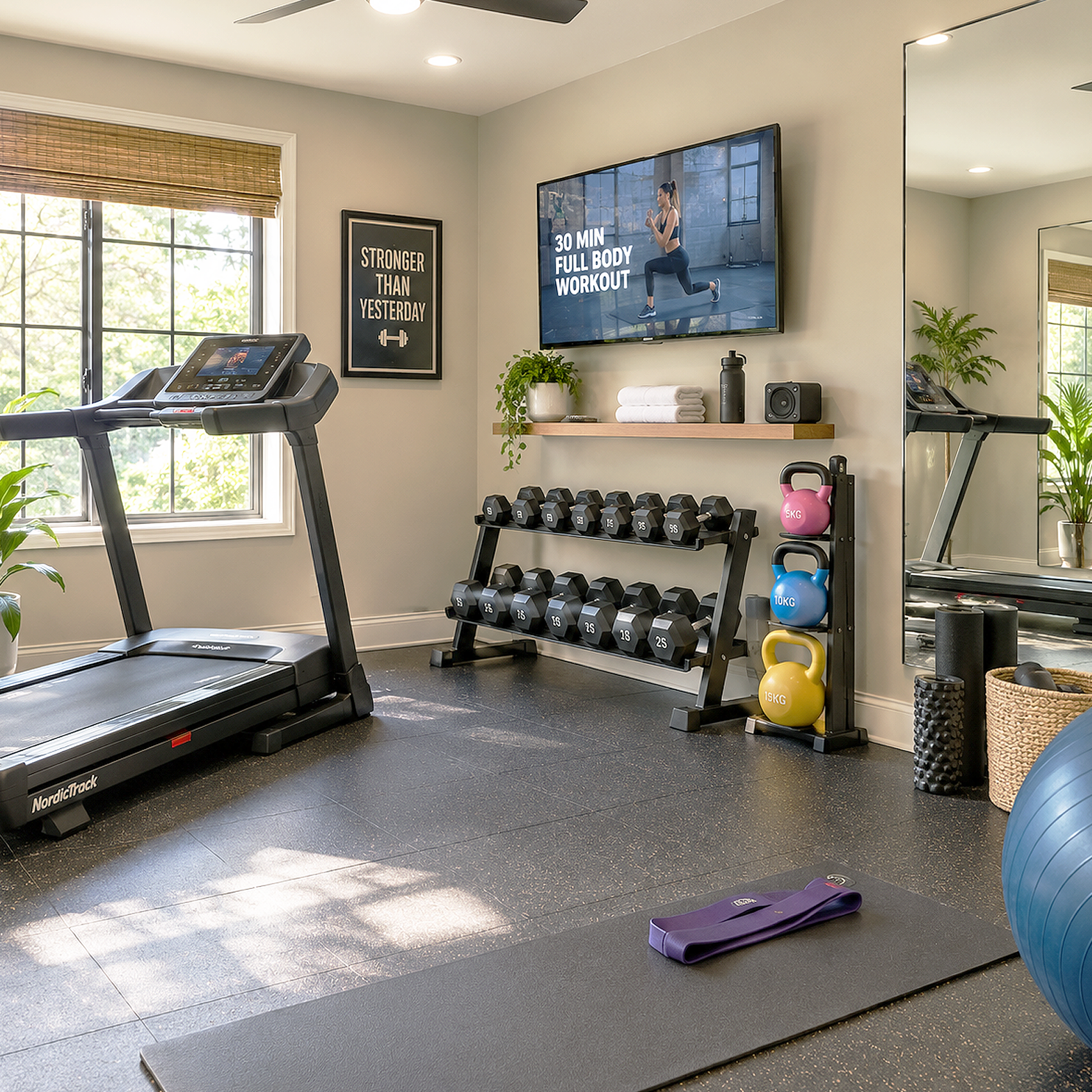 brick house tan painted gym