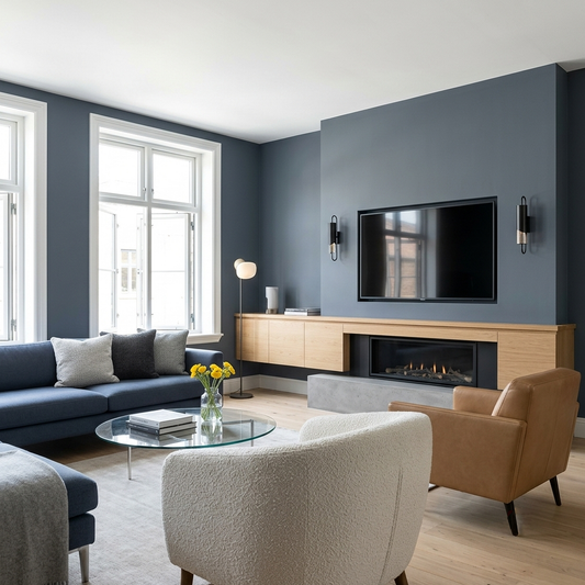 britannia blue painted living room