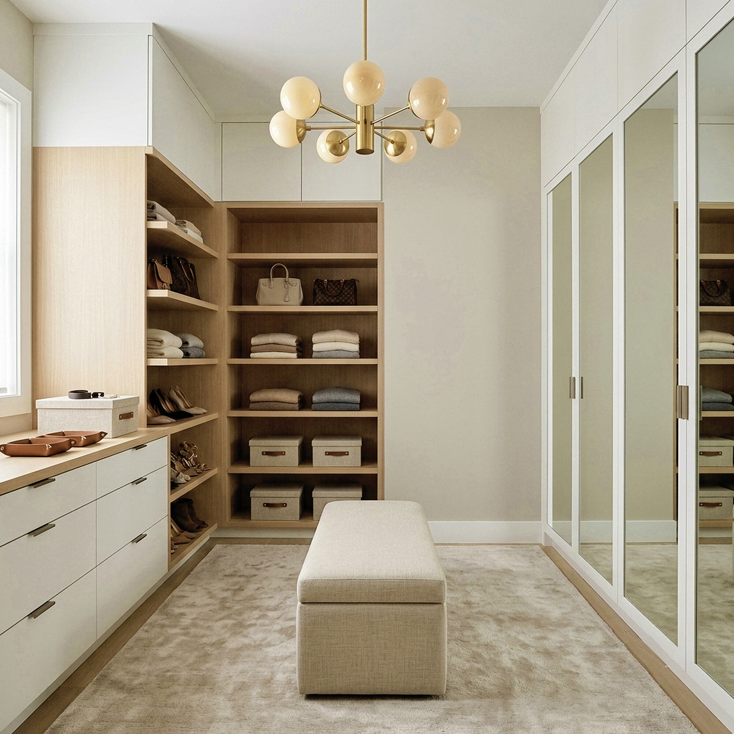 bruton white painted walk in closet