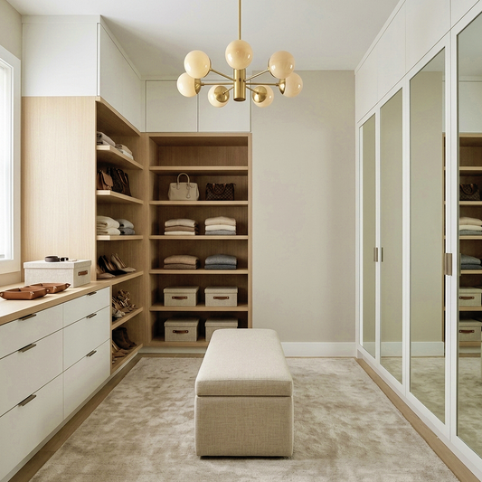 bruton white painted walk in closet