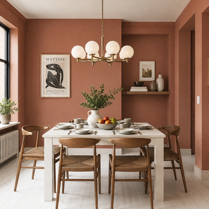 burnt sienna painted dining room