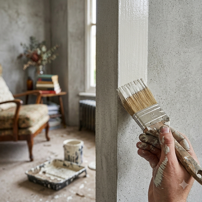 cement gray paint brush