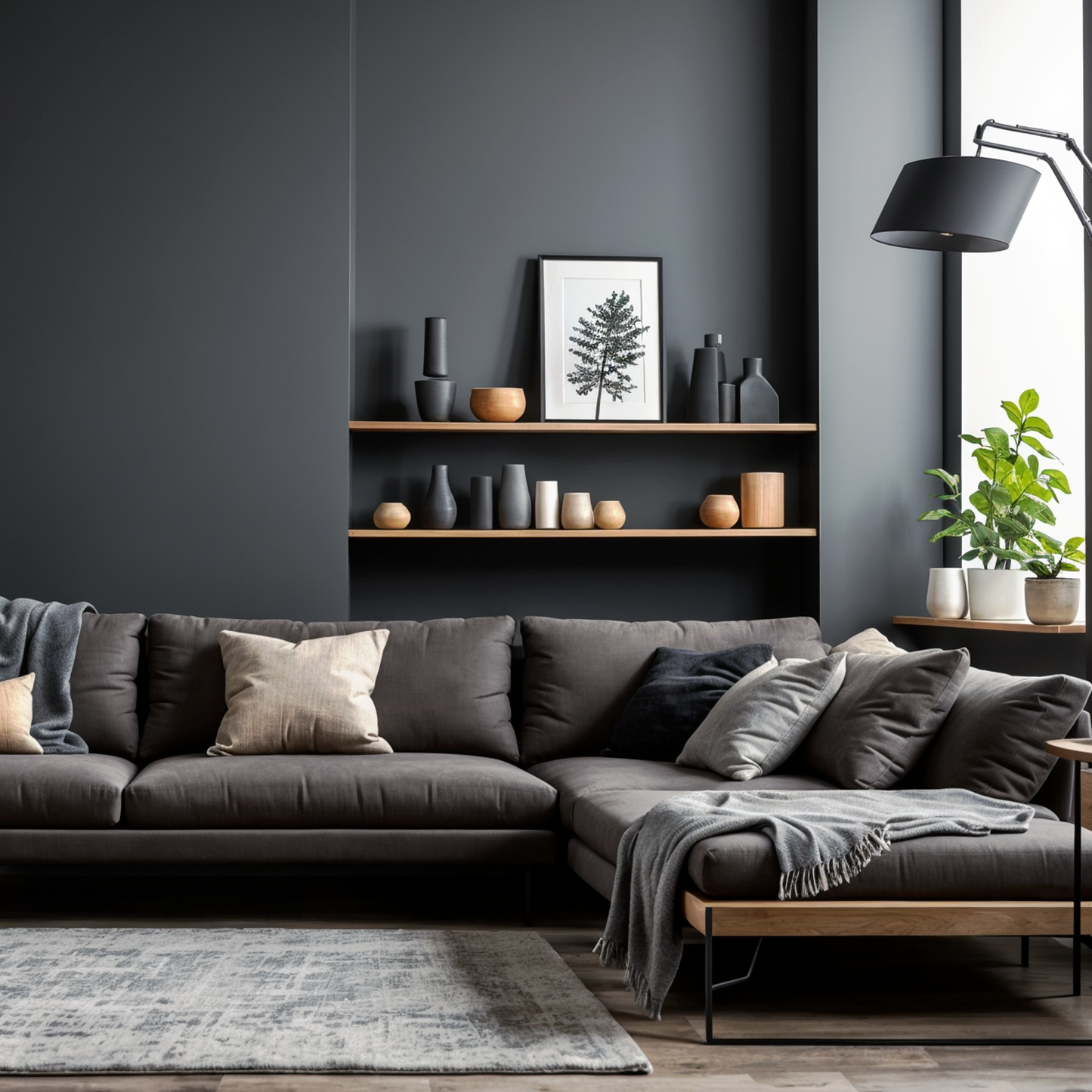 charcoal slate painted living room