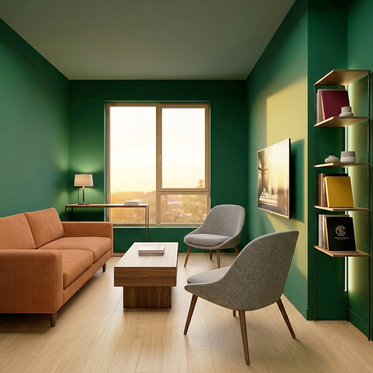 chrome green painted living room