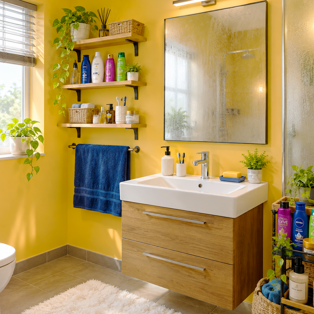 corn husk painted bathroom