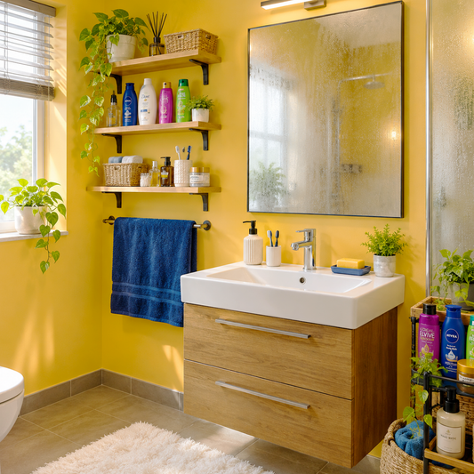 corn husk painted bathroom
