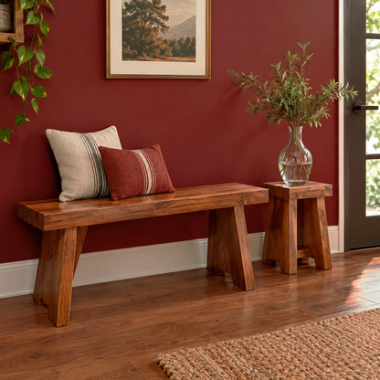 country redwood painted hallway