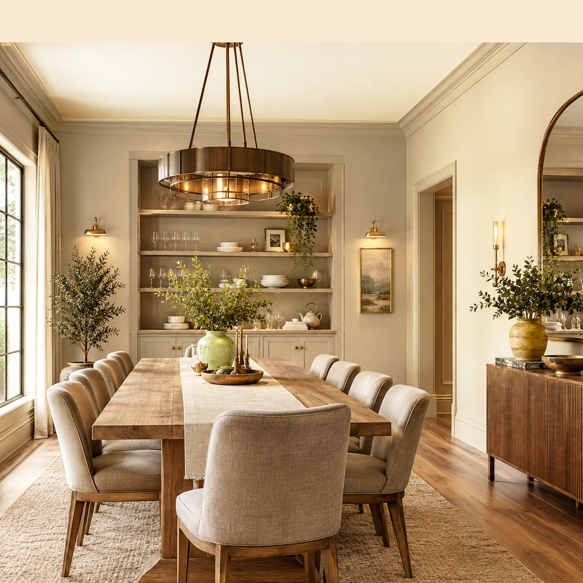 country white painted dining room