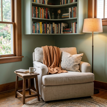 cushing green painted reading nook