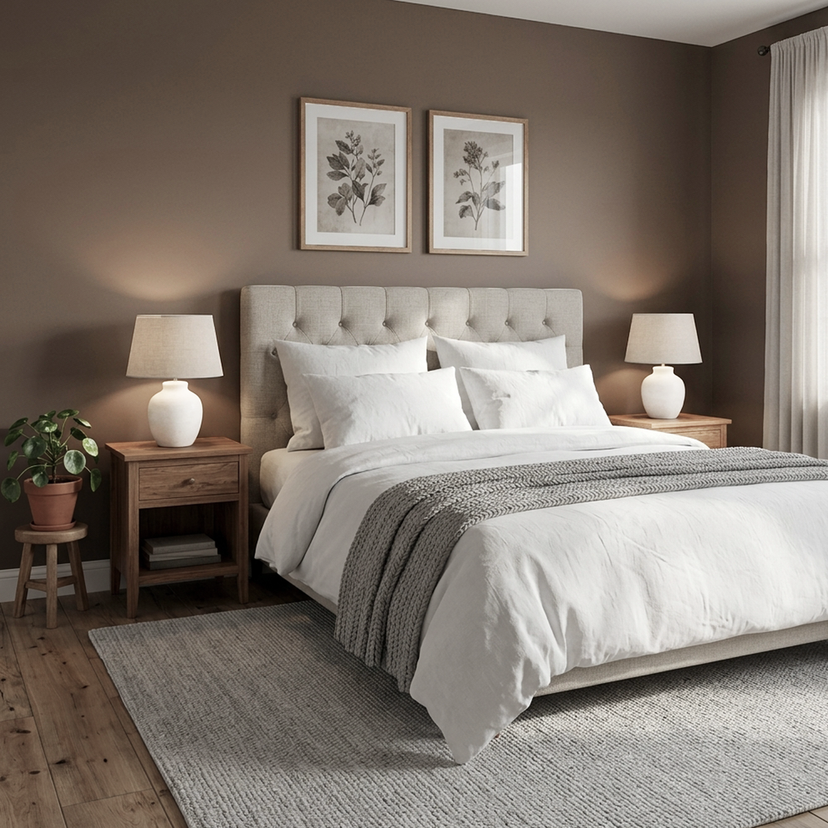 dark chocolate painted bedroom