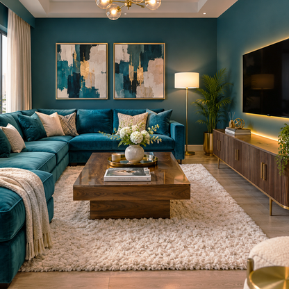 dark harbor painted living room