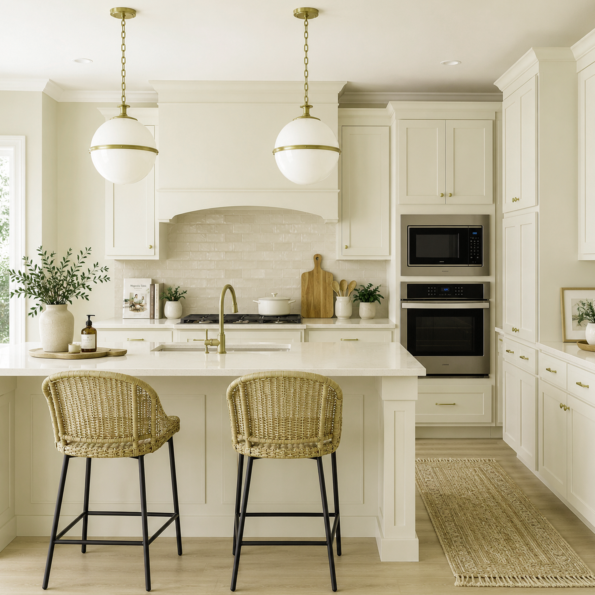 distant gray painted kitchen