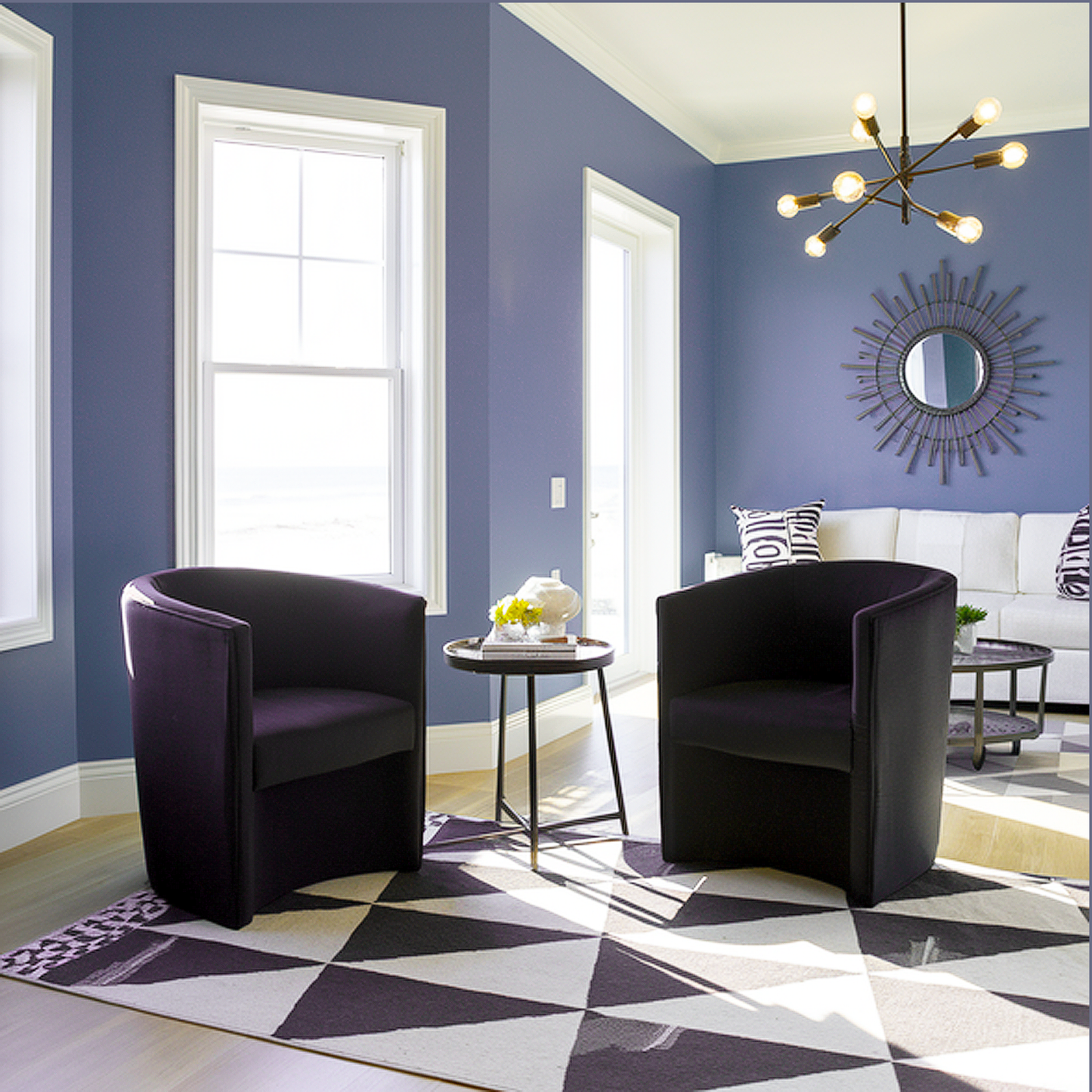 french violet painted living room