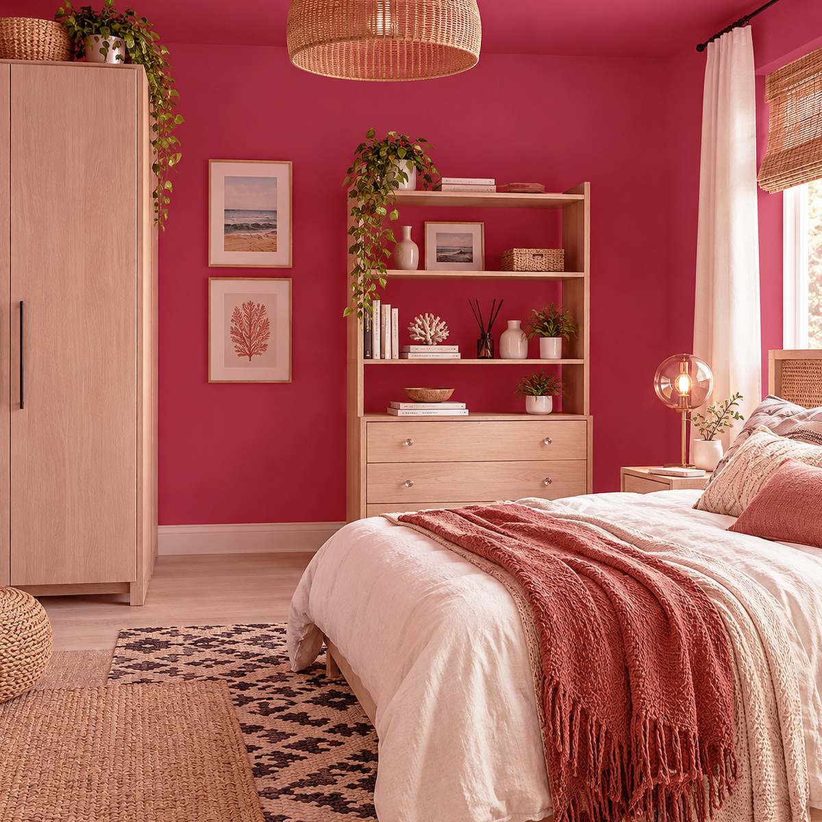 fuchsine painted bedroom