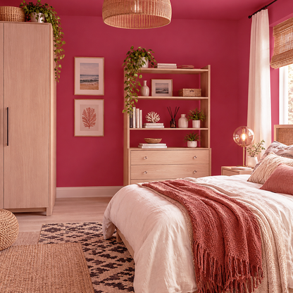 fuchsine painted bedroom