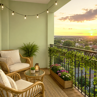 georgian green painted balcony