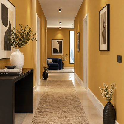 glowing umber painted hallway