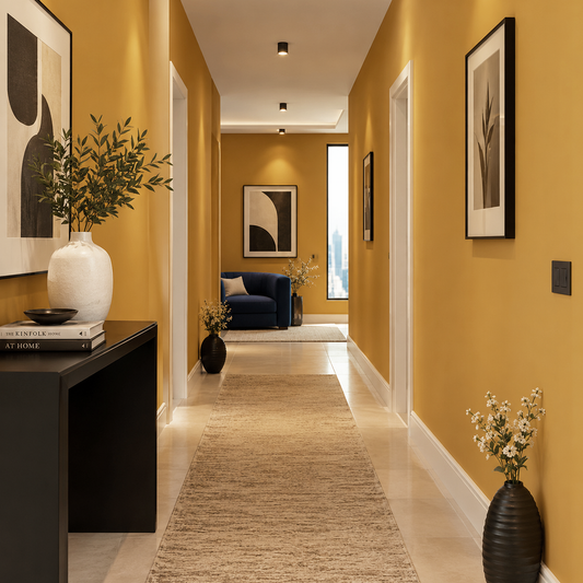glowing umber painted hallway