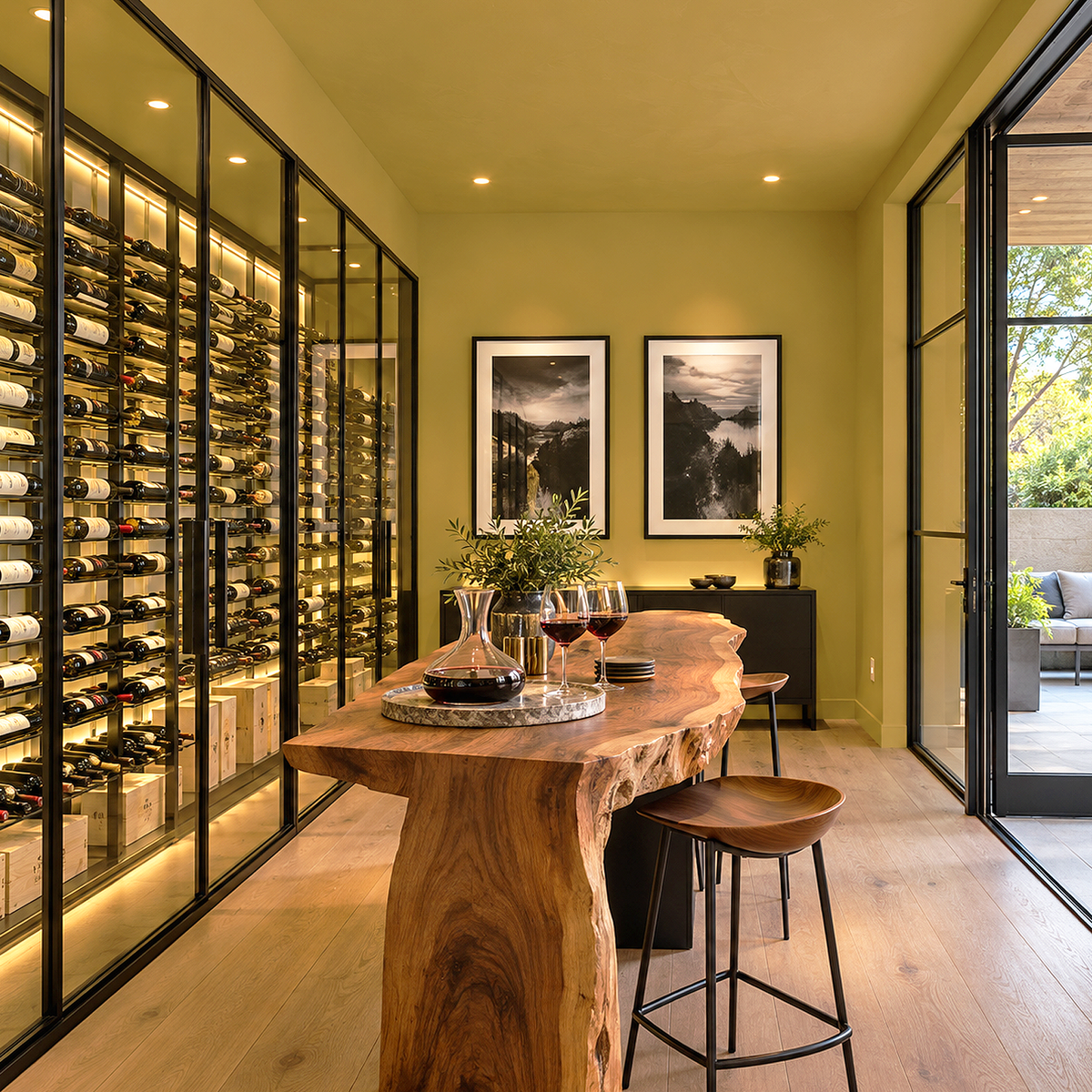 golden chalice painted home wine cellar