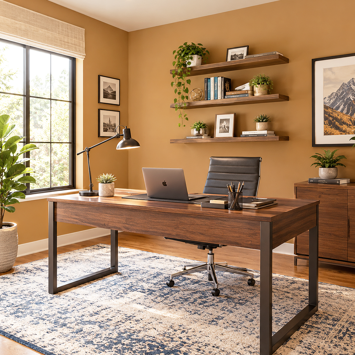 golden retriever painted office