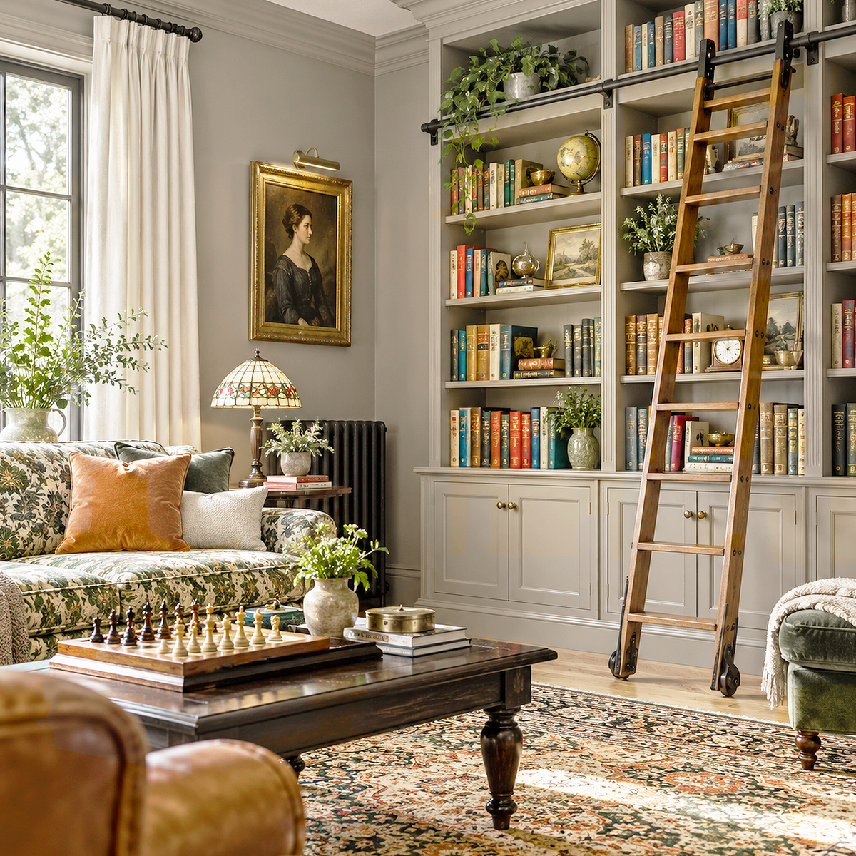 gothic arch painted library