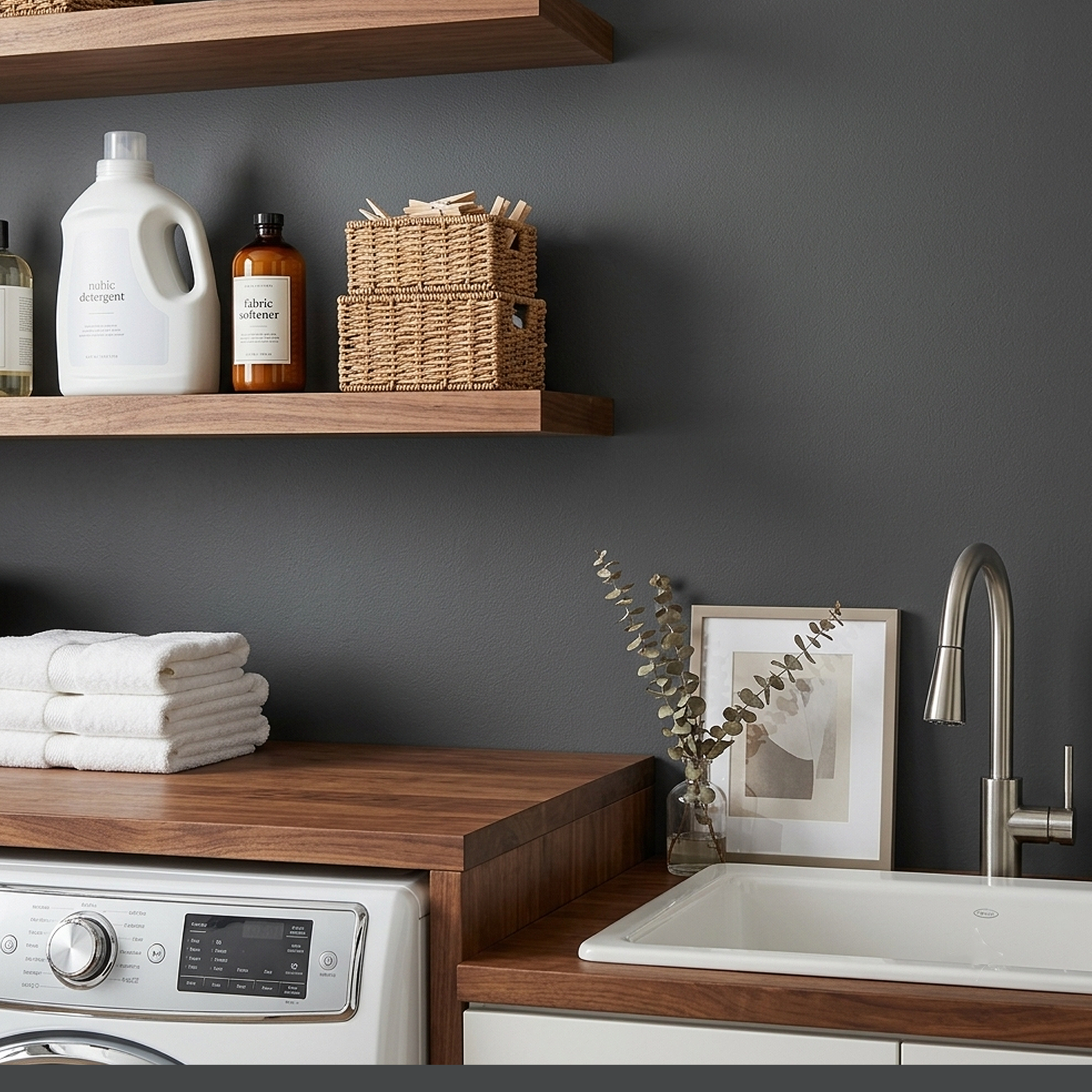 graphite painted laundry room