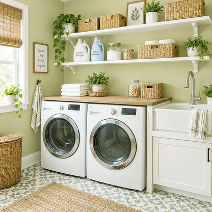 grasshopper painted laundry room