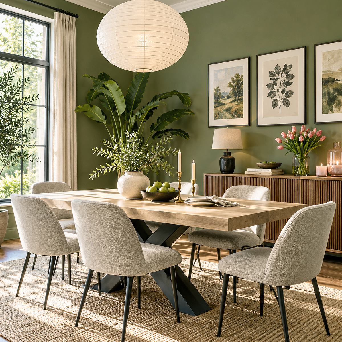 guacamole painted dining room