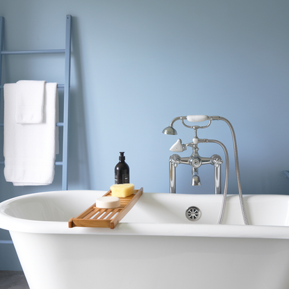 harlequin blue painted bathroom