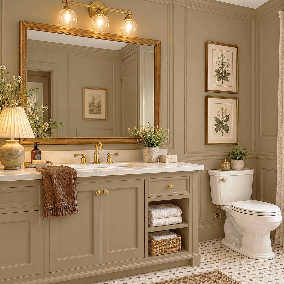 jamesboro gold painted bathroom