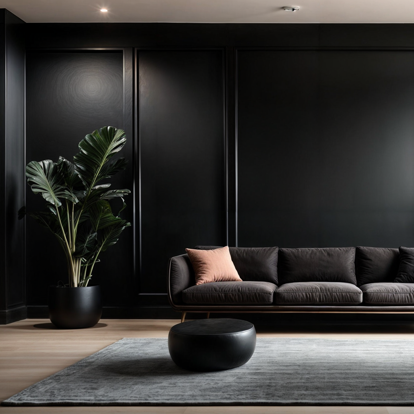 jet black painted living room