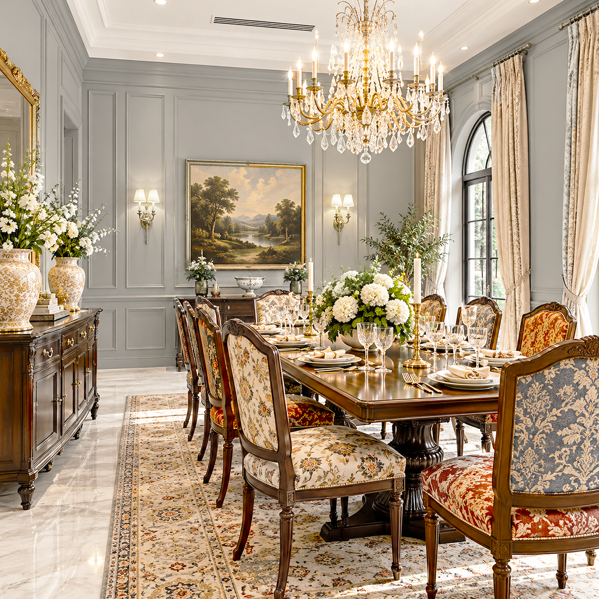 la paloma gray painted dining room