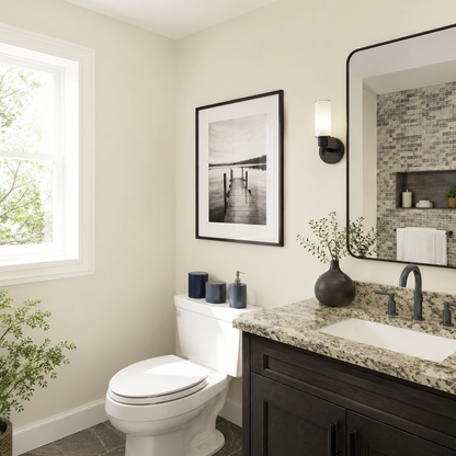 light pewter painted bathroom