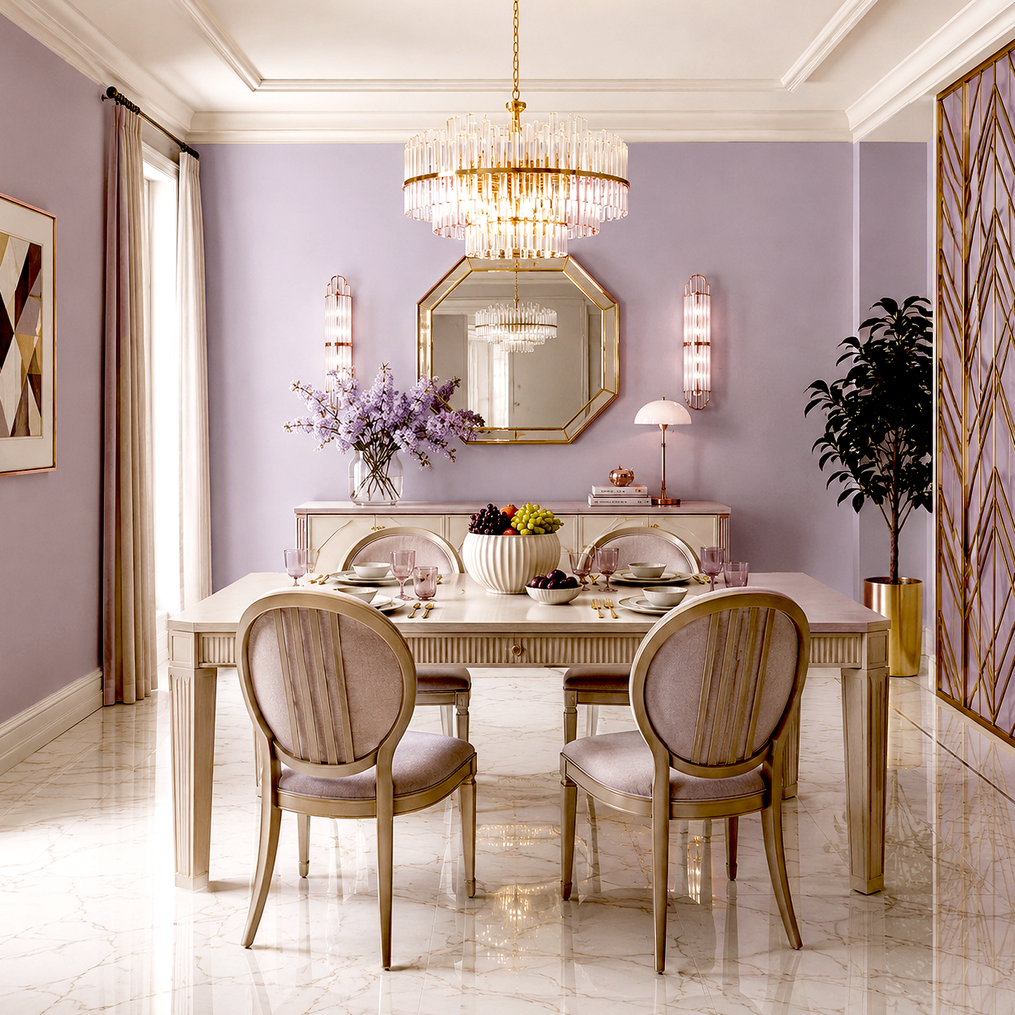 lily lavender painted dining room