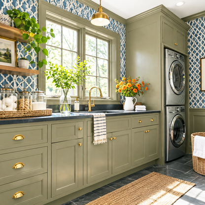 majestic sage painted laundry room