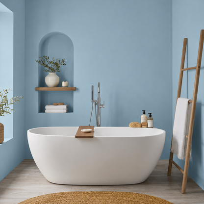 marlboro blue painted bathroom