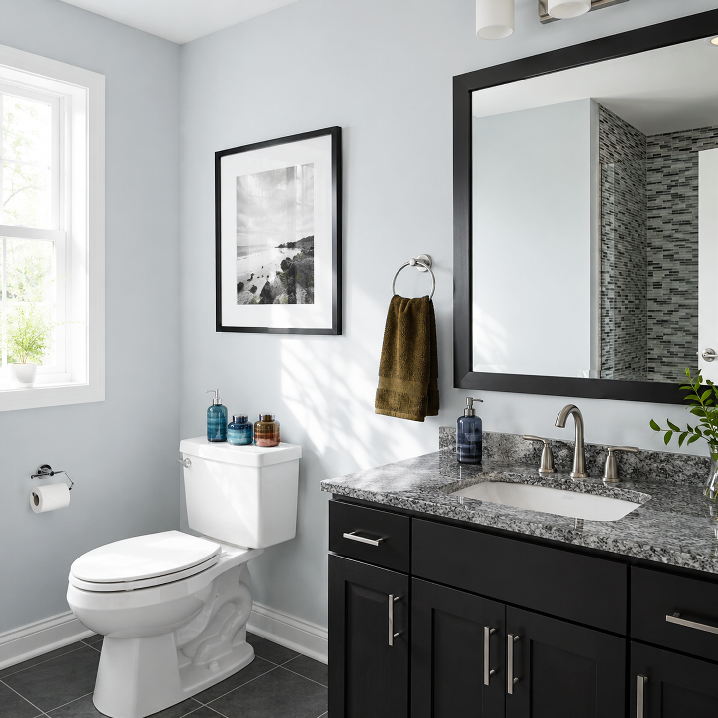 metallic silver painted bathroom