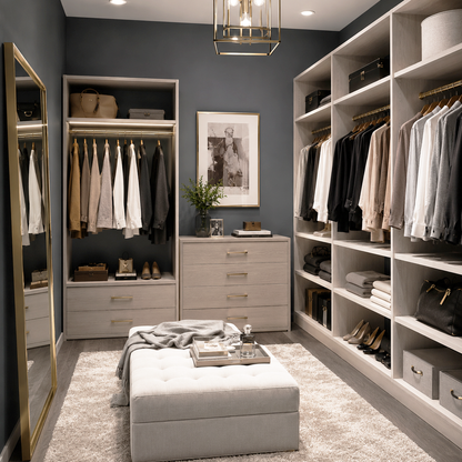 midnight blue painted walk in closet