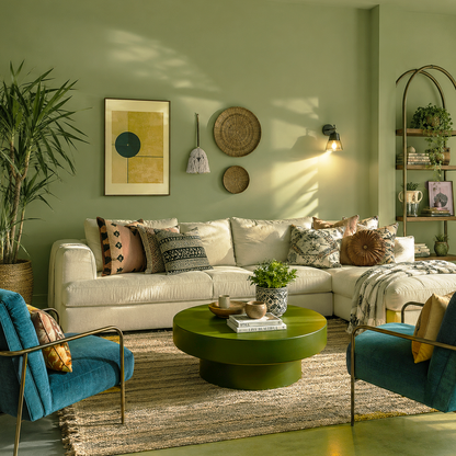 misted fern painted living room